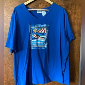 26w Bobbie Brooks Blue Shirt With Summer Pool Design